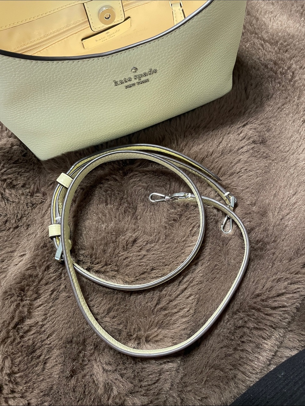 kate spade soft yellow Pebbled Leather crossbody bag - Picture 6 of 7